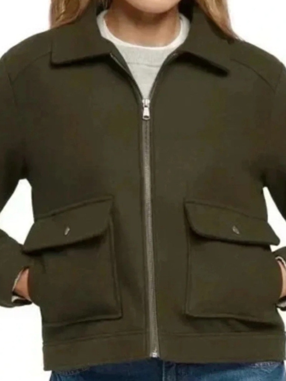 Banana Republic Olive Zip-Front Field Jacket